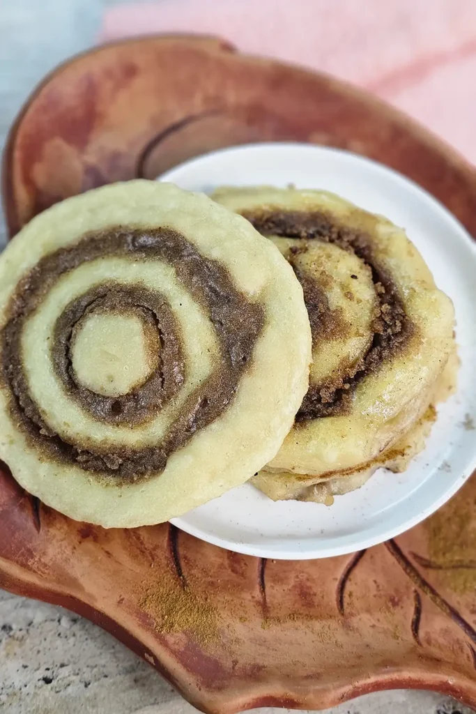 Cinnamon Roll pancake with cream cheese