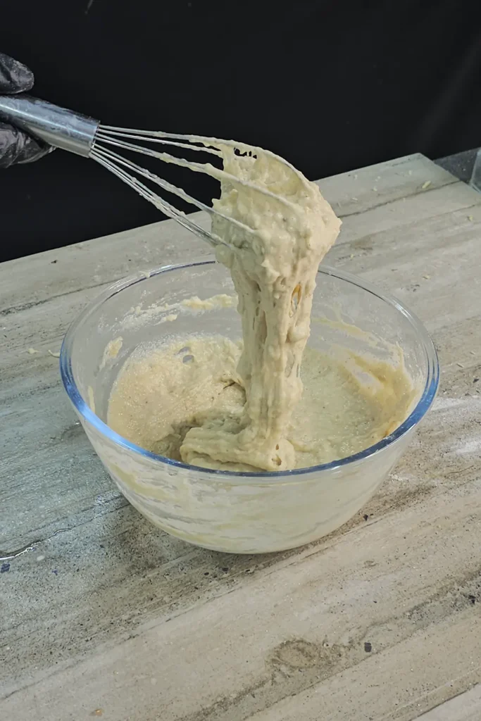 Making the batter for sweet potato pancakes